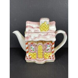 Vintage Matt Hromalik Gingerbread Christmas Teapot Hand Painted Otagiri Japan